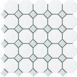Octagon dot white/light grey 5.6x5.6 cm,MOZAĪKFLĪZES